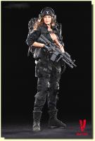 Female Shooter Black Statue